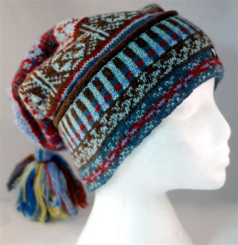 Fair Isle Hand Knitted Hat Genuine Shetland Wool Fishermens