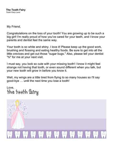 Tooth Fairy Letter - Violet Download Printable PDF | Templateroller