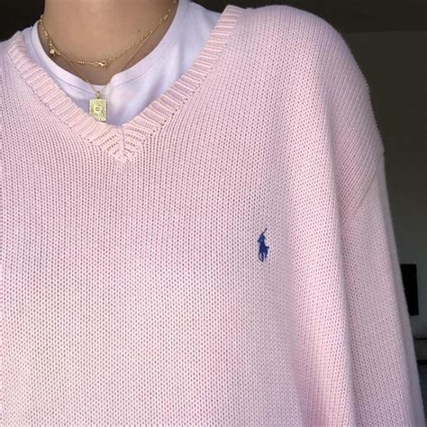 Ralph Lauren Oversized V Neck Baby Pink Knitted Depop