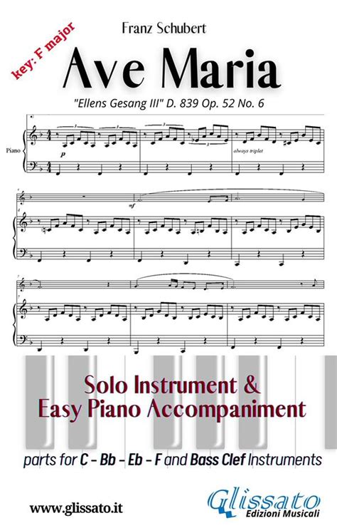 Ave Maria (Schubert) - Solo & Easy Piano (key F) eBook by Franz ...