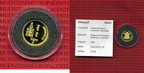 500 Togrog Goldmünze Mongolei 500 Togrog 1 25 Unze Goldmünze 1998