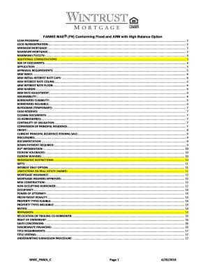 Fillable Online Fannie Mae Fn Conforming Fixed And Arm With High