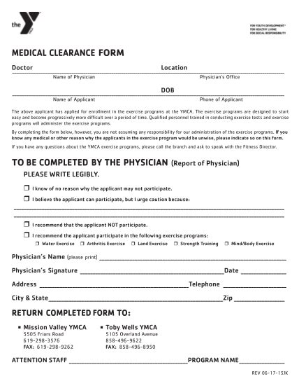 Printable For Dental Medical Clearance Form