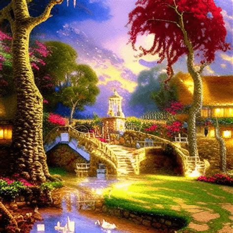 Cinematic Light Watercolor Painting By Thomas Kinkade Creative Fabrica