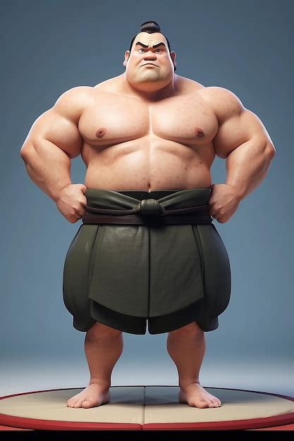 Guia De Ilustração De Animação 3d De Personagens De Desenhos Animados De Lutadores De Sumo