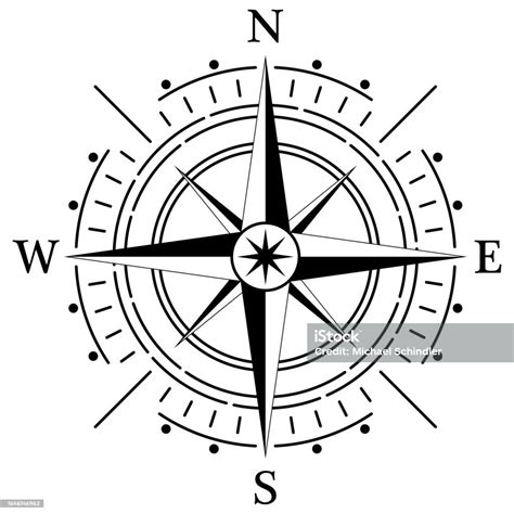 Compass Rose Vector With Four Directions Stock Illustration Download