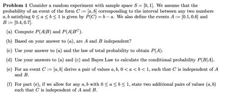 Problem 1 Consider a random experiment with sample | Chegg.com