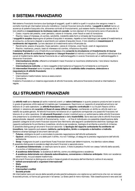 Dispensa Economia Del Mercato Mobiliare Pdf Il SISTEMA FINANZIARIO