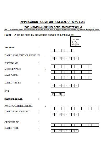 Free Renewal Application Forms In Pdf Ms Word