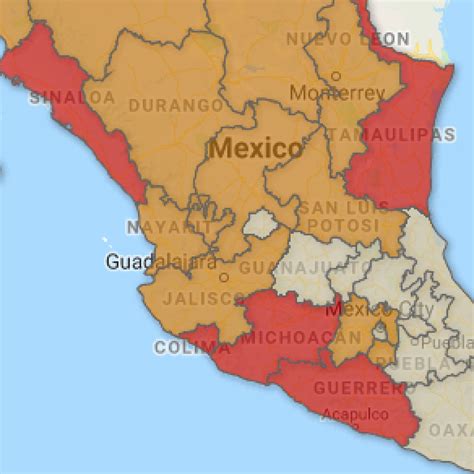 Mexico Travel Warnings Map 2018