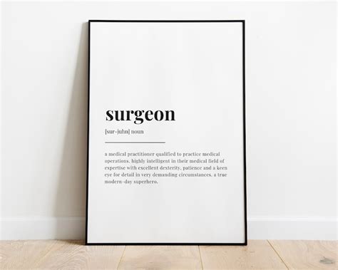 Surgeon Definition Print Wall Art Print T For Surgeon Etsy