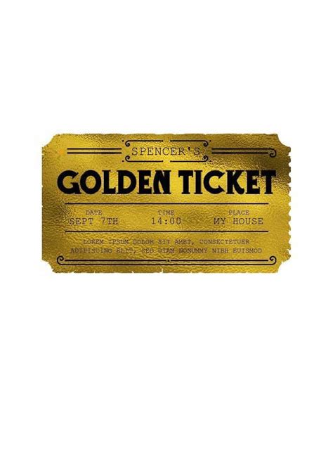 13 Editable Golden Ticket Templates Free Downloads - Free Printable