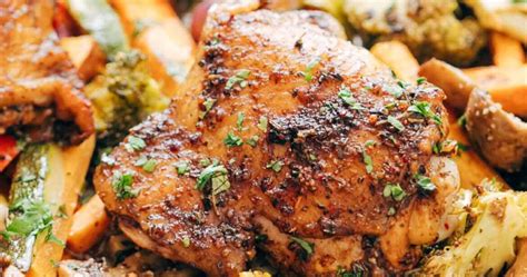 Sheet Pan Honey Balsamic Chicken Thighs With Veggies Gluten Free