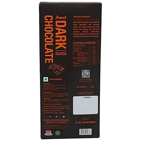 buy amul dark chocolate  rich  cocoa  gm carton