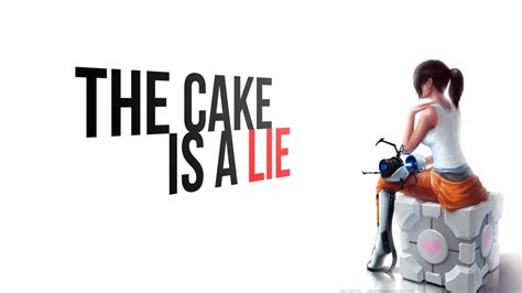 The cake is a lie text, Companion Cube, Portal (game), cake, Portal Gun HD wallpaper | Wallpaper ...