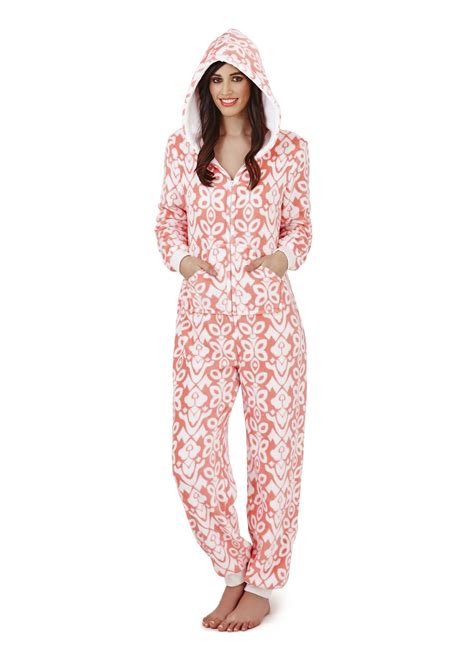 Ladies Womens Snug Onesie Adult All In One Fleece Zip Jumpsuit Pyjamas