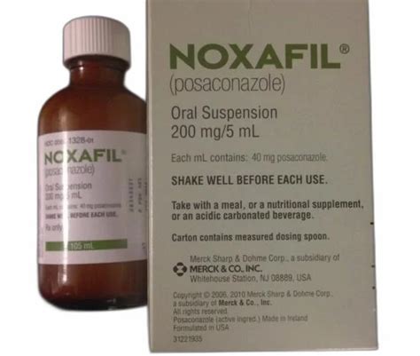 200 Mg Posaconazole 5 Ml Noxafil Oral Suspension 105ml Merck Co