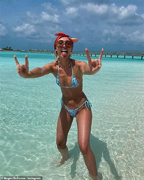 Megan McKenna Shows Off Her Toned Physique In Blue String Bikini As She Larks About Daily Mail