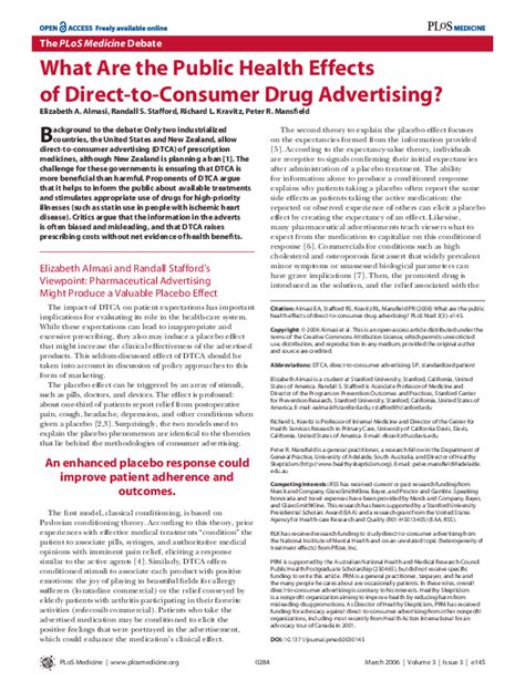 Pdf What Are The Public Health Effects Of Direct To Consumer Drug