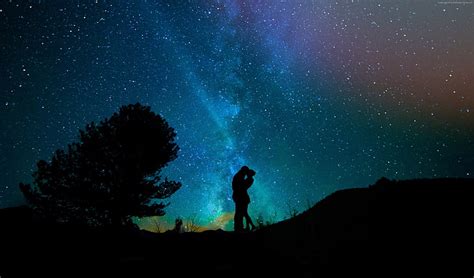 Hd Wallpaper 4k Sky Kiss Night Love Image Stars Star Space