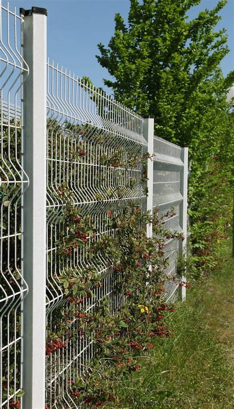 Garden Fence and Gate in Rigid Wire Mesh Panels Stock Photo - Image of ...