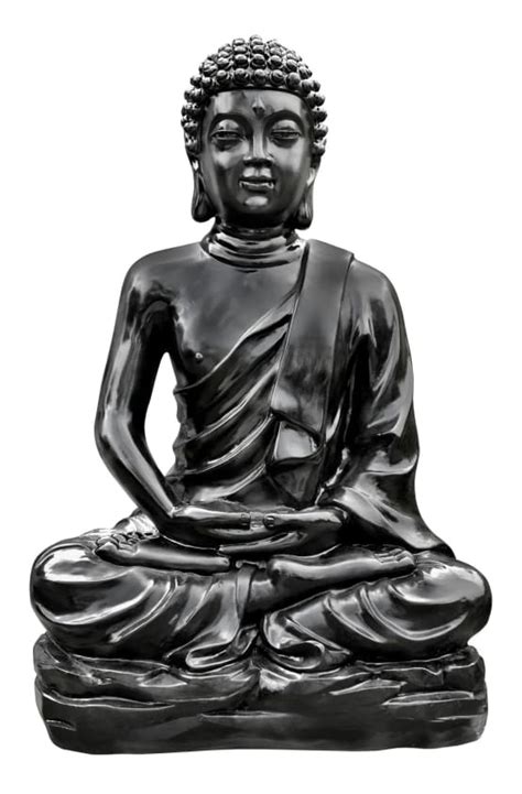 Statue Bouddha Pierre Reconstitu E Ton Cir Noir H Cm Hairie Gamm