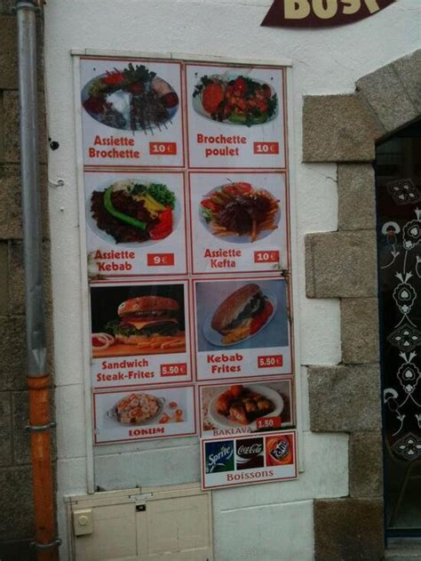 Menu Au Bosphore Kebab Fast Food Guilvinec