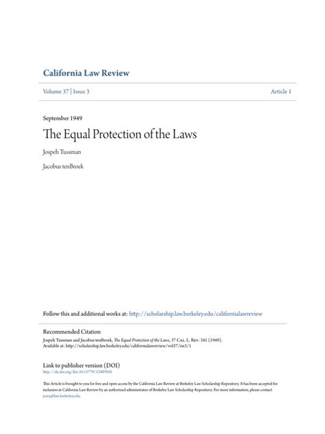 The Equal Protection of The Laws-1949 | PDF | Equal Protection Clause ...