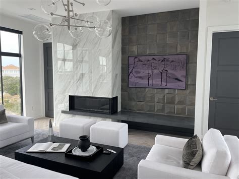grey wall paneling   living room