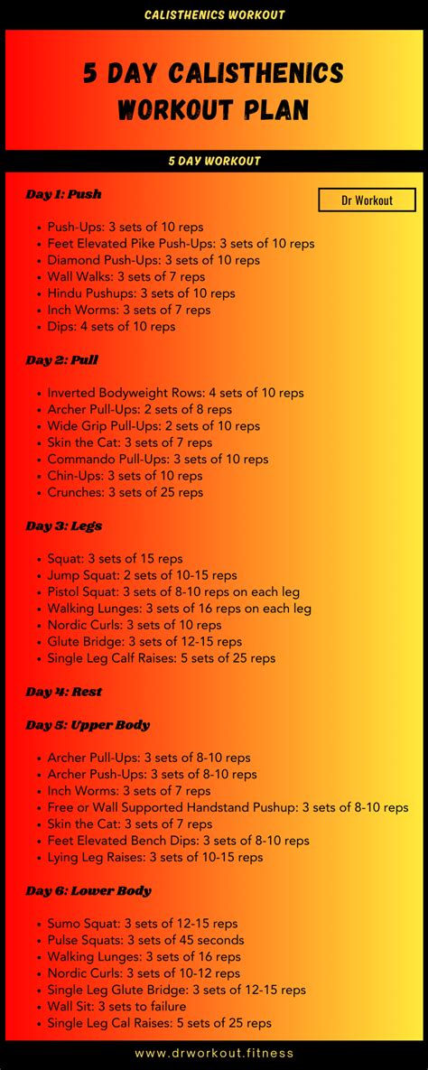 5 Day Calisthenics Workout Routine In 2024 Calisthenics Workout Plan