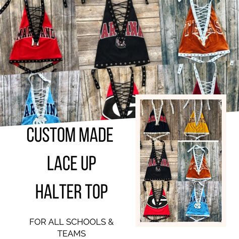 Custom College Lace Up Halter Top University Shirt Game Day