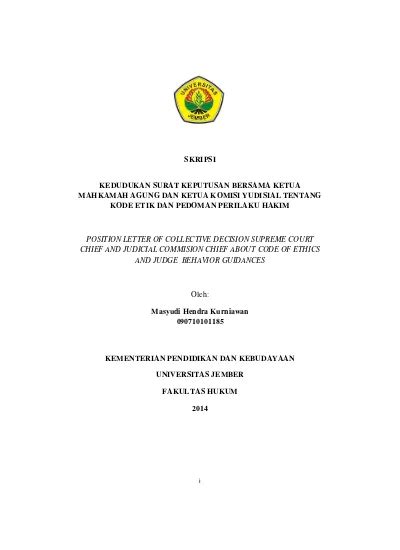 Kedudukan Surat Keputusan Bersama Ketua Mahkamah Agung Dan Ketua Komisi