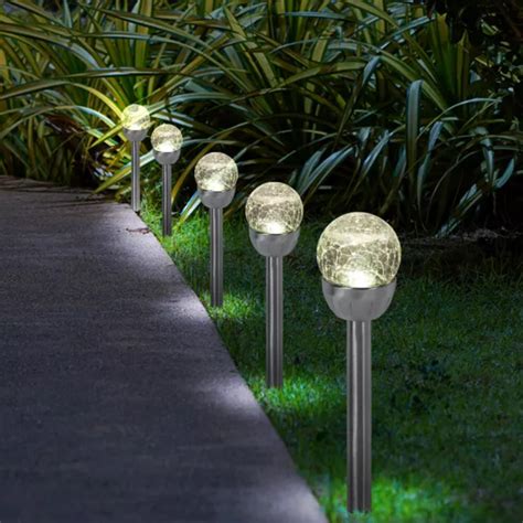 Lampe Solaire De Jardin Boule Led Borne Lumineuse D Coration Ip Verre