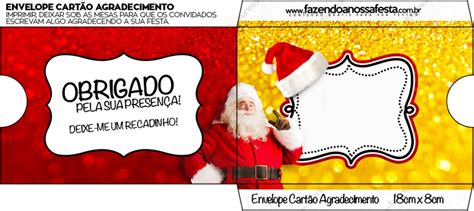 Envelope Agradecimento Natal Papai Noel Fazendo A Nossa Festa