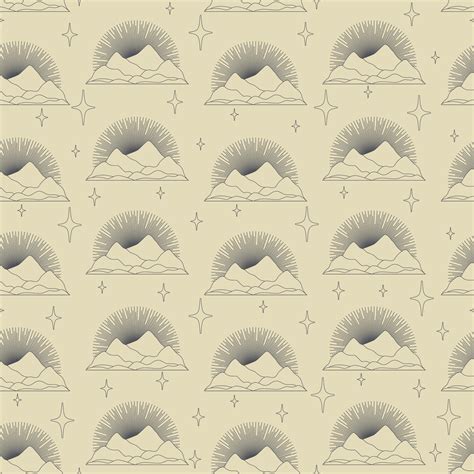 Seamless pattern with aesthetic mountains art. Linear vector ...