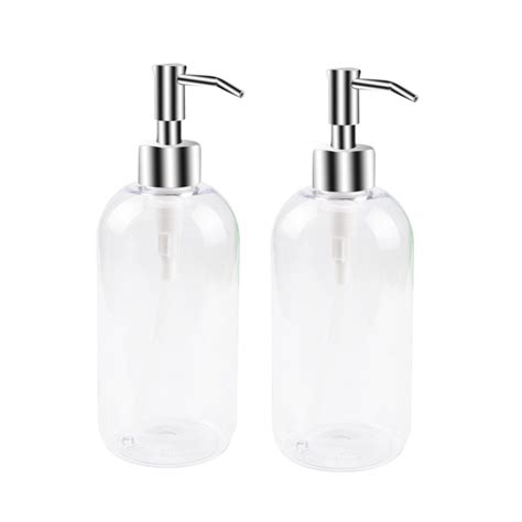 ULG Soap Dispensers Bottles 16oz Countertop Lotion Clear With Stainless