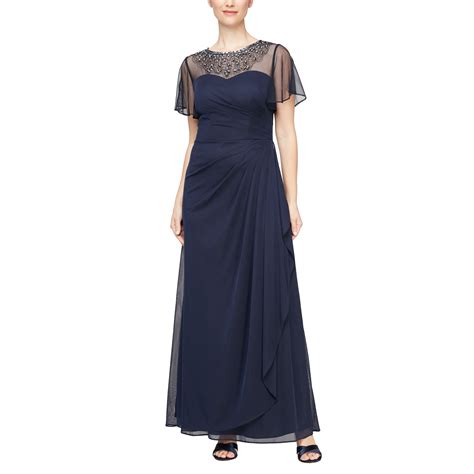 Dark Navy Alex Evenings 8132995 Long Formal A Line Dress - Formal
