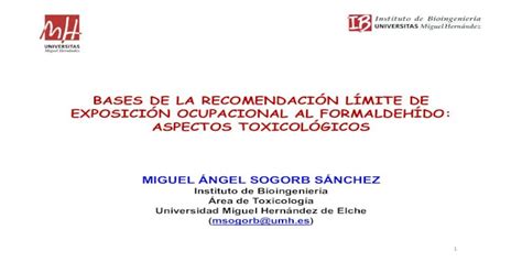 Bases De La RecomendaciÓn LÍmite De ExposiciÓn Ocupacional