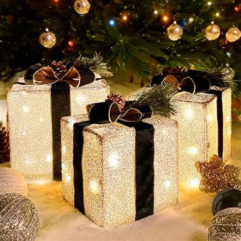 Amazon Atdawn Set Of Lighted Gift Boxes Christmas Decorations