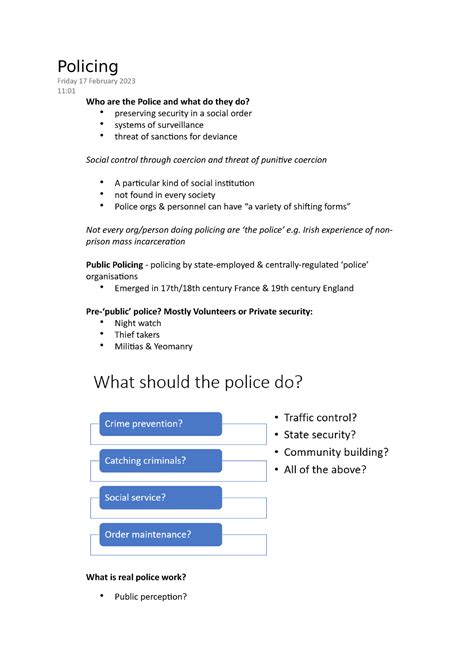 Policing NOTES Policing Friday 17 February 2023 11 Who Are The