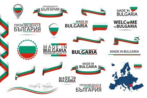 gran conjunto de vectores de cintas búlgaras símbolos iconos y banderas