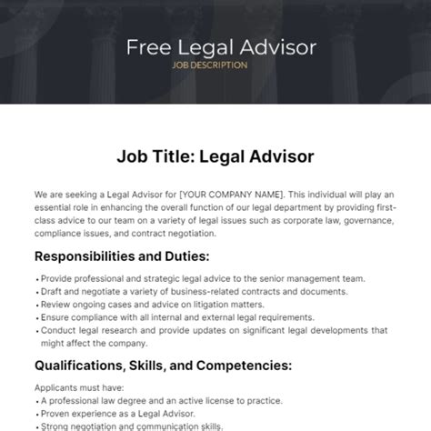 Free Legal Advisor Job Description Template Edit Online And Download