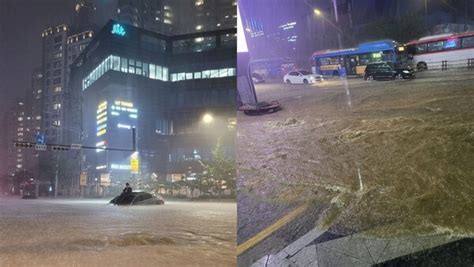 물폭탄 쏟아진 서울 강남역·영등포역·동작역 등 지하철 곳곳이 침수 피해를 입었고 운행이 중단됐다사진영상