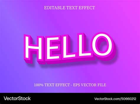 Hello text effect modern style Royalty Free Vector Image