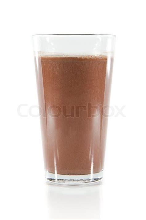 Glass Of Chocolate Milk Isolated On Stock Image Colourbox