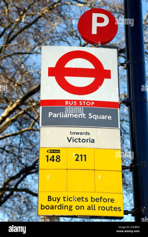 London Bus Stop Sign Stock Photo Alamy