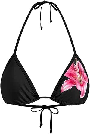 Amazon WDIRARA Women S Floral Triangle Bikini Top Sexy Halter