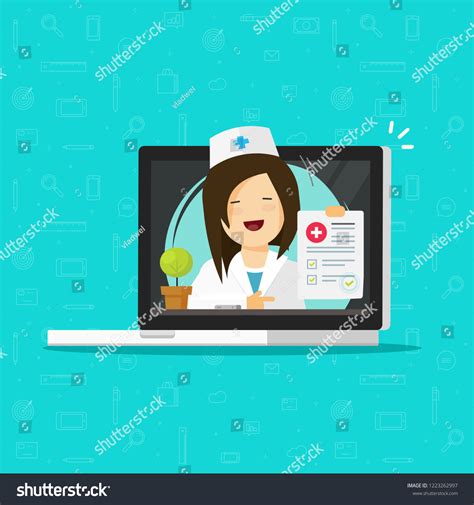 Telemedicine Vector Illustration Flat Cartoon Doctor Stock Vector ...