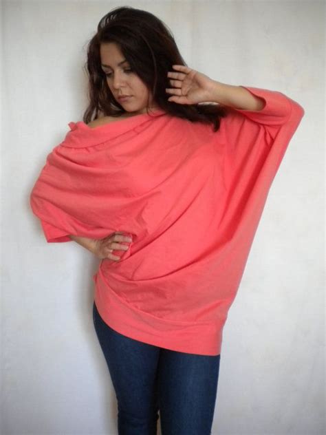 Off The Shoulder Batwing Top Oversized Loose Fitting Shirt Plus Size