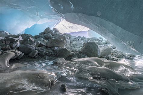 Ice cover in the glacier cave, Glacier Gate, Zinal Glacier, Zinal, Val ...